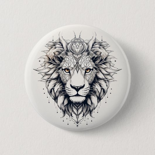 Geometrische Lion Head Illustratie Pin Ronde Button 5,7 Cm (Voorkant)