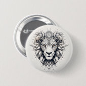 Geometrische Lion Head Illustratie Pin Ronde Button 5,7 Cm (Voorkant /achterkant)