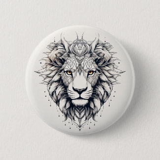 Geometrische Lion Head Illustratie Pin Ronde Button 5,7 Cm