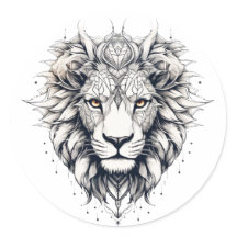 Geometrische Lion Head Illustratie Sticker