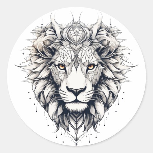 Geometrische Lion Head Illustratie Sticker (Voorkant)