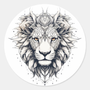 Geometrische Lion Head Illustratie Sticker