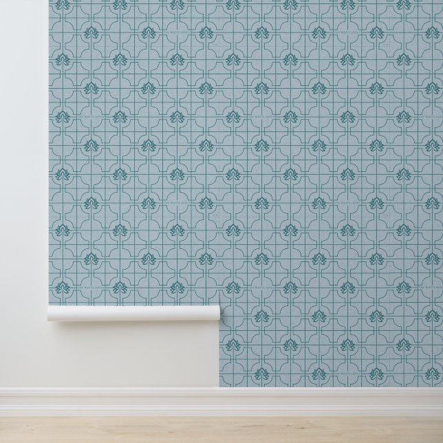 Geometrische Lotus Grid patroon - De witte Lotus Behang (Applicatie)