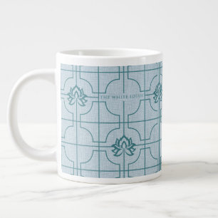 Geometrische Lotus Grid patroon - De witte Lotus Grote Koffiekop