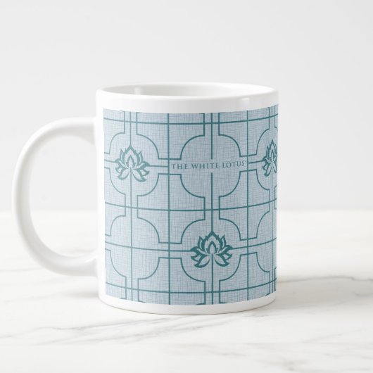 Geometrische Lotus Grid patroon - De witte Lotus Grote Koffiekop (Links)
