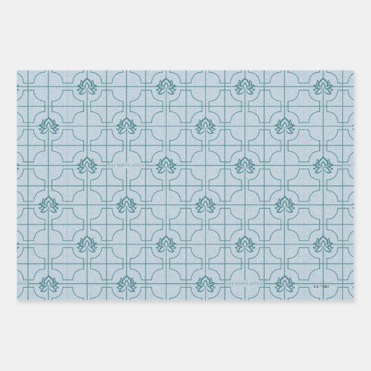 Geometrische Lotus Grid patroon - De witte Lotus Inpakpapier Vel (Voorkant 3)