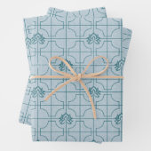 Geometrische Lotus Grid patroon - De witte Lotus Inpakpapier Vel (In situ)