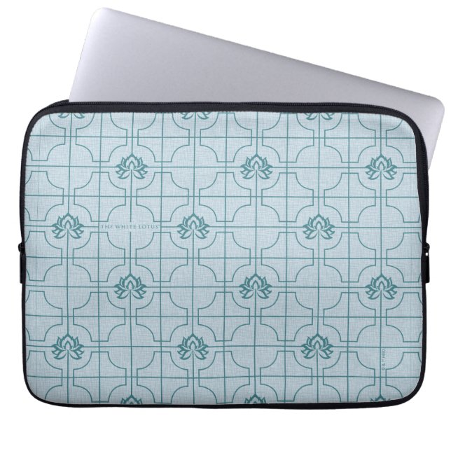 Geometrische Lotus Grid patroon - De witte Lotus Laptop Sleeve (Voorkant)
