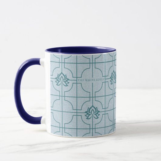 Geometrische Lotus Grid patroon - De witte Lotus Mok (Links)