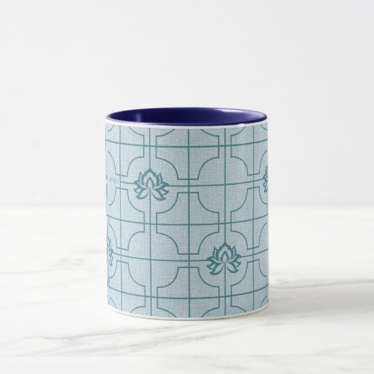 Geometrische Lotus Grid patroon - De witte Lotus Mok (Midden)