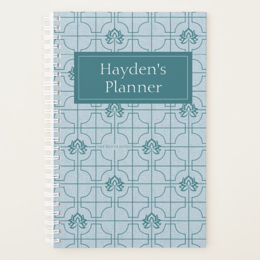 Geometrische Lotus Grid patroon - De witte Lotus Planner (Voorkant)