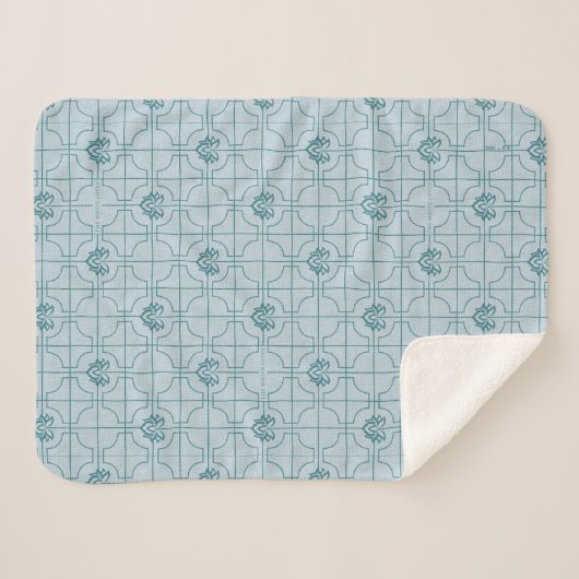 Geometrische Lotus Grid patroon - De witte Lotus Sherpa Deken (Voorkant (horizontaal))