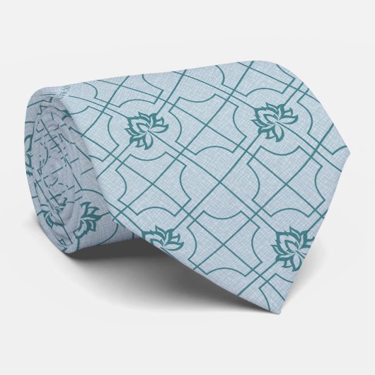 Geometrische Lotus Grid patroon - De witte Lotus Stropdas (Opgerold)