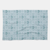 Geometrische Lotus Grid patroon - De witte Lotus Theedoek (Horizontaal)