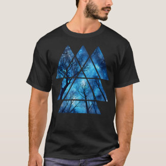 Geometrische lucht bij nachtbomen Natuur Outdoor G T-shirt