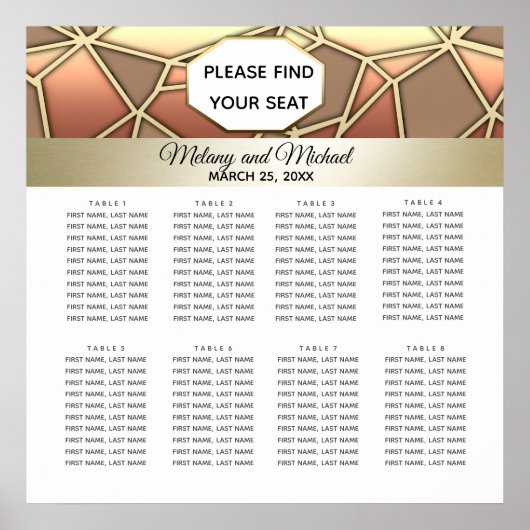 Geometrische luxe modern goud/brons huwelijk poster (Voorkant)