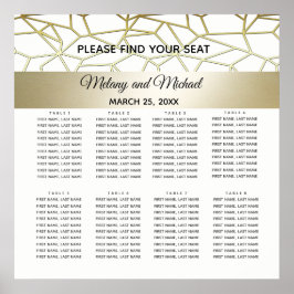 geometrische luxe modern goud/witte bruiloft poster