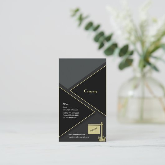 Geometrische luxe visitekaartje (Staand voorkant)