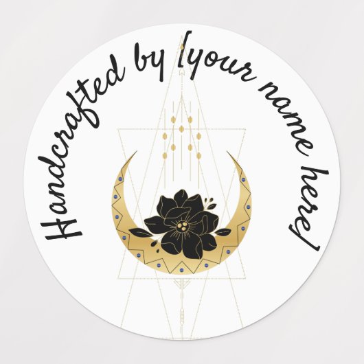 Geometrische maan Handgemaakt op productlabel Labels (Design 2)