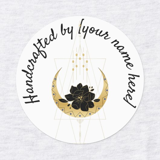 Geometrische maan Handgemaakt op productlabel Labels (Design 4)