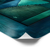 Geometrische maanverlichte landschapskunst - Blauw Perfect Poster (Hoek)