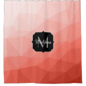 Geometrische maasvormgeving koraal roos monogram douchegordijn (Voorkant)