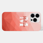 Geometrische maasvormgeving koraal roos monogram iPhone hoesje (Achterkant horizontaal)