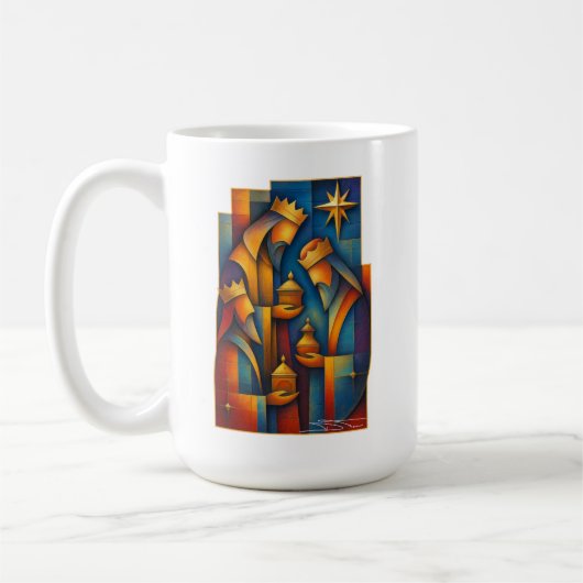 Geometrische Magi - Drie Wijzen Kerstster Kunst Koffiemok (Links)