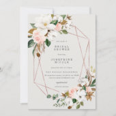 Geometrische Magnolia Bruidsfeest Uitnodiging (Voorkant)