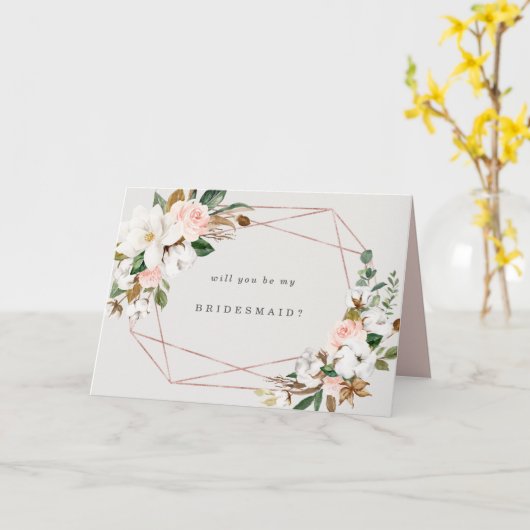 Geometrische Magnolia bruidsmeisje Kaart (Gele Bloem)