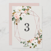 Geometrische magnolia Cotton Table Number kaarten (Voorkant / Achterkant)