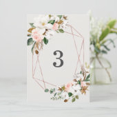 Geometrische magnolia Cotton Table Number kaarten (Staand voorkant)