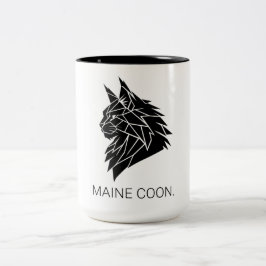 Geometrische Maine Coon Silhouet Minimalistische C Tweekleurige Koffiemok