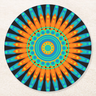 Geometrische Mandala Art Circle Design-48256 Ronde Kartonnen Onderzetter