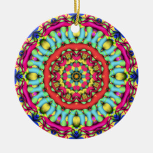 Geometrische Mandala Art: Gold Blue Roze Ornament