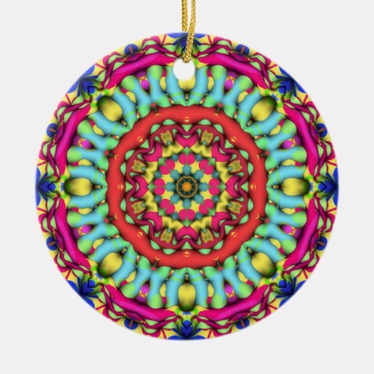 Geometrische Mandala Art: Gold Blue Roze Ornament (Voorkant)