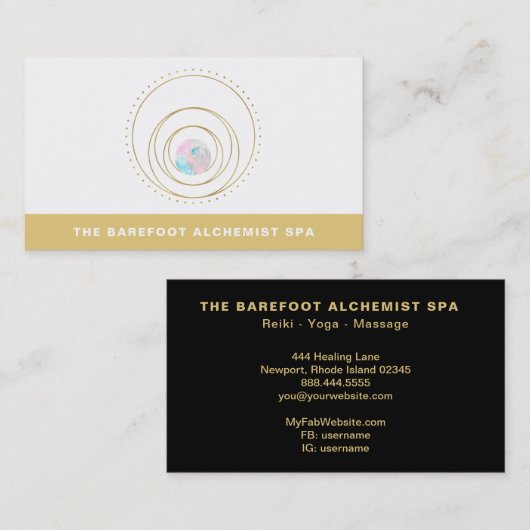*~* Geometrische Mandala Boho Gold Sacred Geometry Visitekaartje (Voorkant / Achterkant)