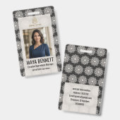 Geometrische Mandala Charcoal Cream Badge (Voor- en achterkant)