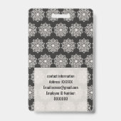 Geometrische Mandala Charcoal Cream Badge (Achterkant)