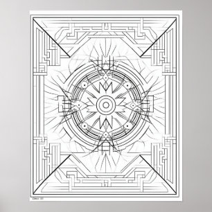 Geometrische Mandala Coloring Poster voor volwasse