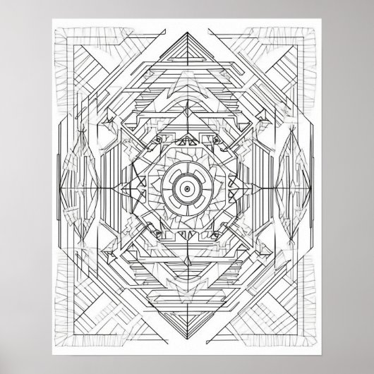 Geometrische Mandala Coloring Poster voor volwasse (Voorkant)