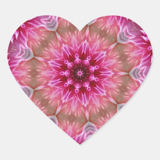 Geometrische mandala roze bloem patroon-67545 hart sticker (Voorkant)