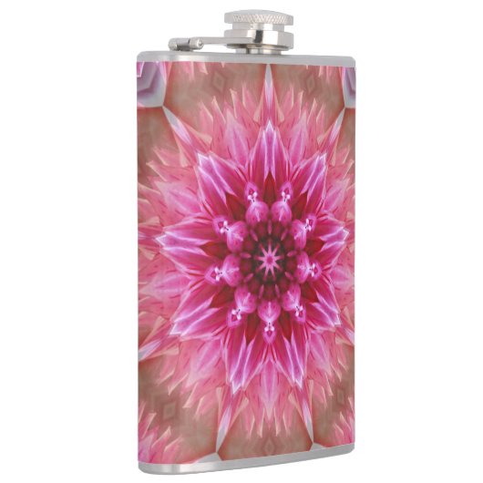 Geometrische mandala roze bloem patroon-67545 heupfles (Rechts)