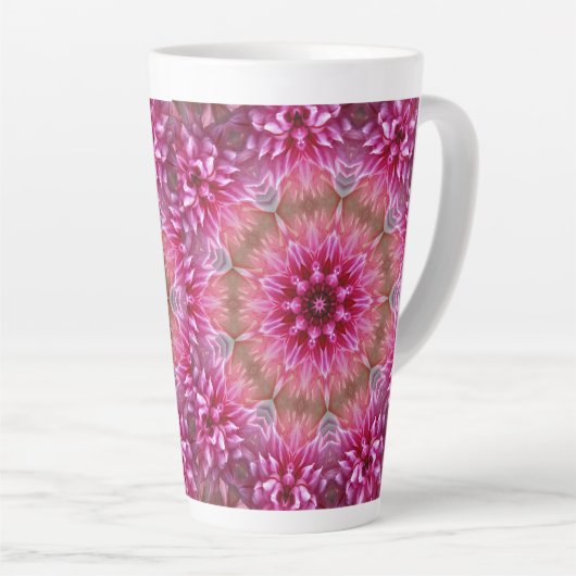 Geometrische mandala roze bloem patroon-67545 latte mok (Rechterhoek)