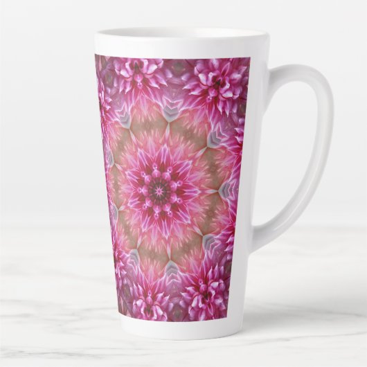 Geometrische mandala roze bloem patroon-67545 latte mok (Rechts)