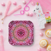 Geometrische mandala roze bloem patroon-67545 papieren bordje (Feest)