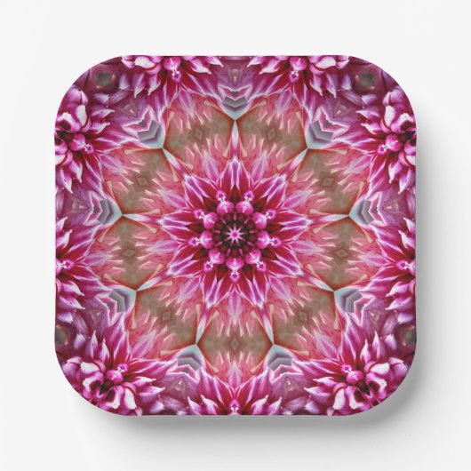Geometrische mandala roze bloem patroon-67545 papieren bordje (Voorkant)