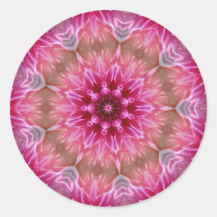 Geometrische mandala roze bloem patroon-67545 ronde sticker