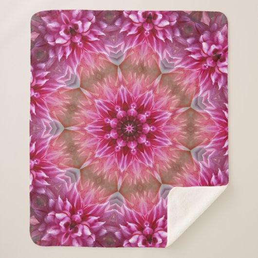 Geometrische mandala roze bloem patroon-67545 sherpa deken (Voorkant)