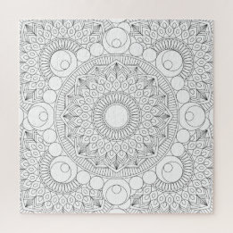 Geometrische Mandala Zwarte Lijnen v2 Kleurtemplat Legpuzzel